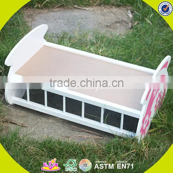 Wholesale Beautiful Toddler Wooden Doll Bed Toy Pink Best Selling Wooden Doll Bed Toy W06E010 photo-3