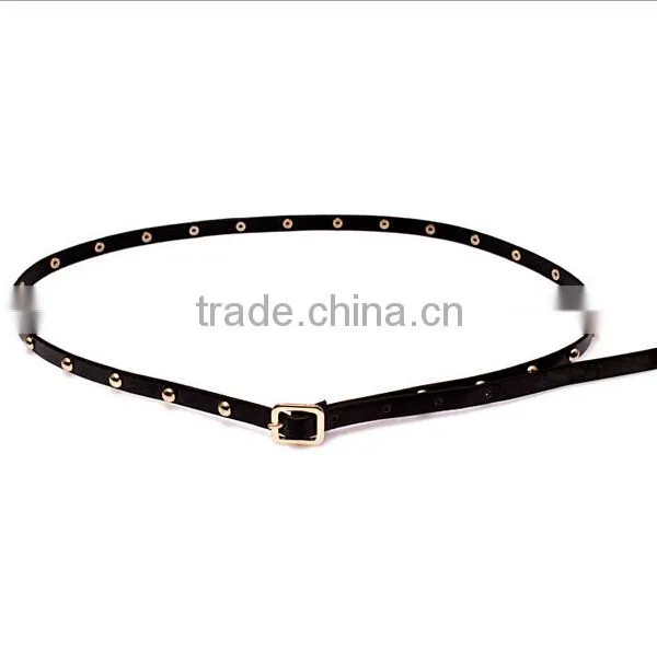 Wholesale Rivet Decorated Square Buckle Sex Women Lady Thin PU Waist Belt photo-2