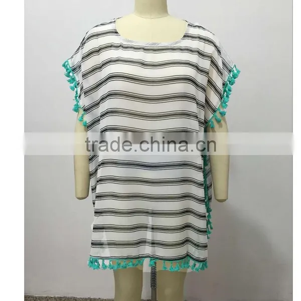 Summer Chiffon Beach Cover Ups Striped Beachwear Dress Tunics Bathing Suit Swimsuit Cover Up Swimwear Robe photo-4