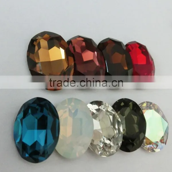 Garment Small Size Indigo-blue Sew on Rhinestone Oval Synthetic Gemstone photo-2