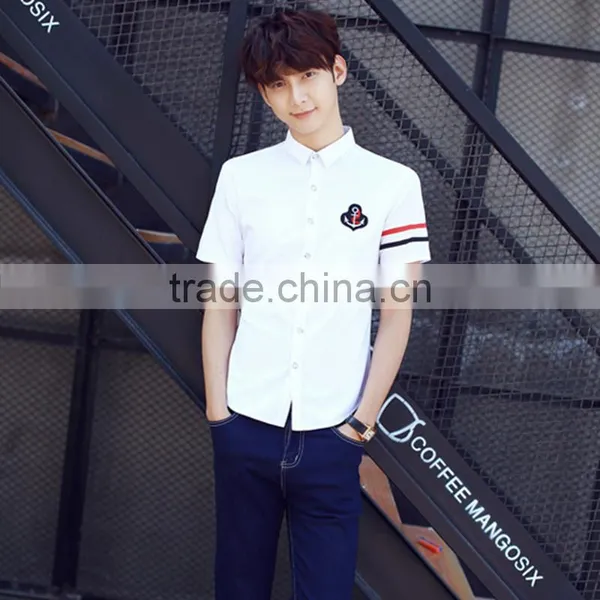 School White Cotton Shirt And Navy Blue Denim Skirt Sets photo-4
