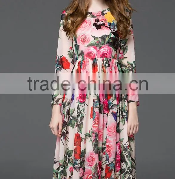 High Quality Hot Selling Women's Printing Elegant Long Dress photo-3