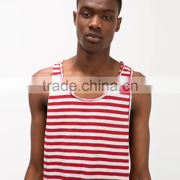 Classic Red Stripe 100%cotton Tank Tops photo-2