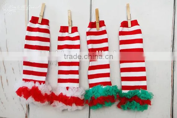 Baby Ruffle Flower Legging Warmers Christmas Stripe Baby Kids Leg Warmer photo-3