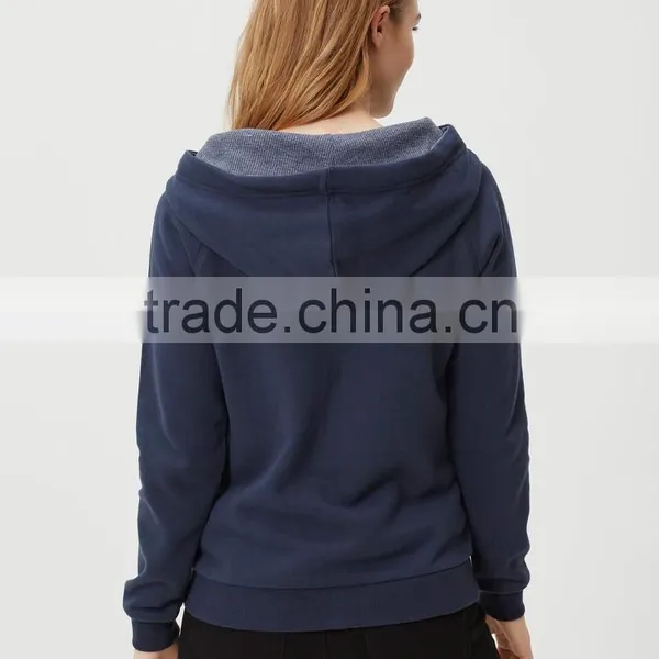 2016 Winter Wholesale Women 100% Cotton Plain Zip Hoodie Free Sample photo-4