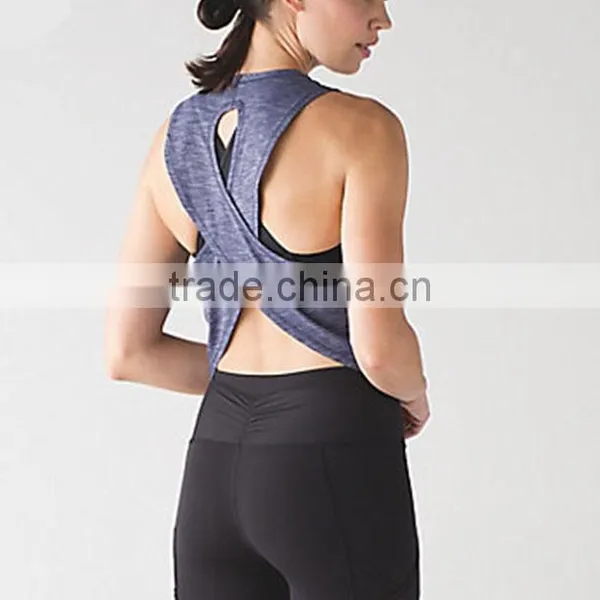 Factory Wholesale Hot Sale Racerback Singlets Gym Vest Yoga Wear Women photo-2