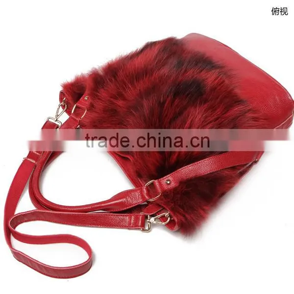 Fox Fur Ladies Fashion Genuine Leather Handbags photo-3