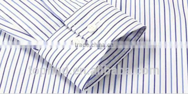 100% Cotton Classic Fit Stripe Long Sleeve Mens Shirt Pocket Style for Oem photo-4