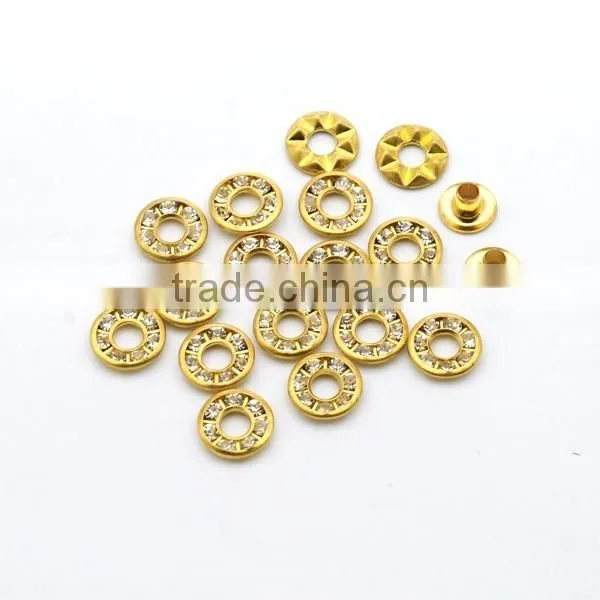 4 Colors 9mm Round Metal Brass Rhinestone Eyelets Crystal Diamond Grommets Glass Eyelets RE-9mm-001 photo-5