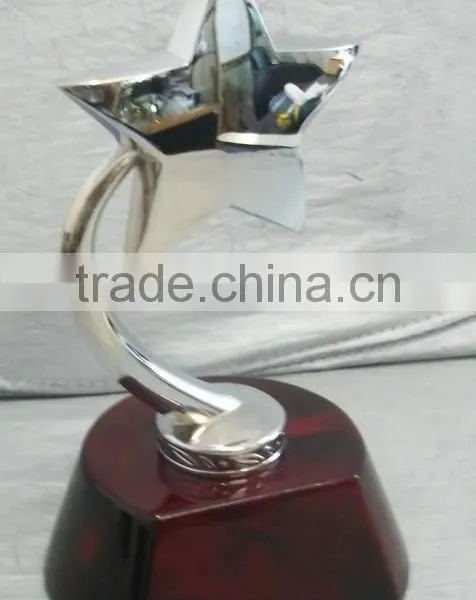 Wooden Award With Metal Star Trophy photo-2