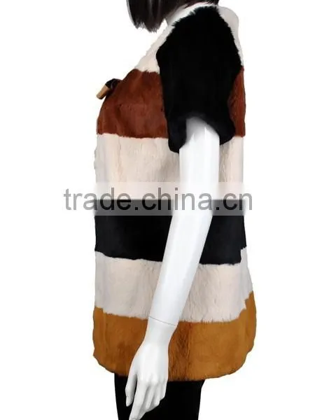 YR530 Many Colors Sheared Rabbit Fur Winter Coat photo-2