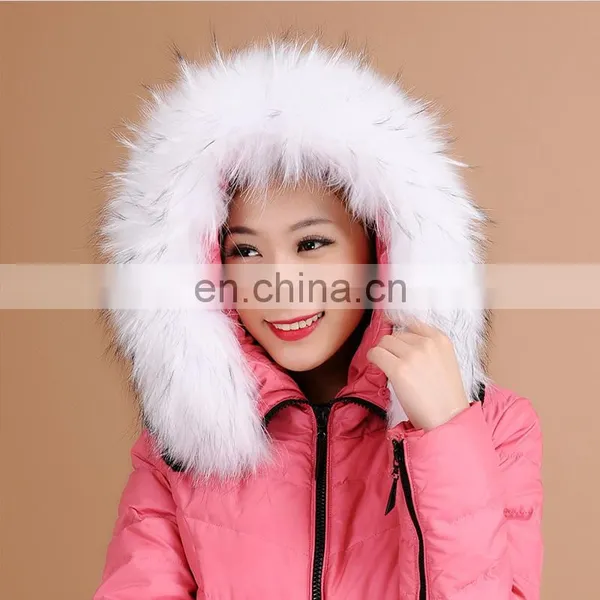 Natural Or White Large Raccoon Fur Collar Raccoon Fur Trim For Hood photo-2