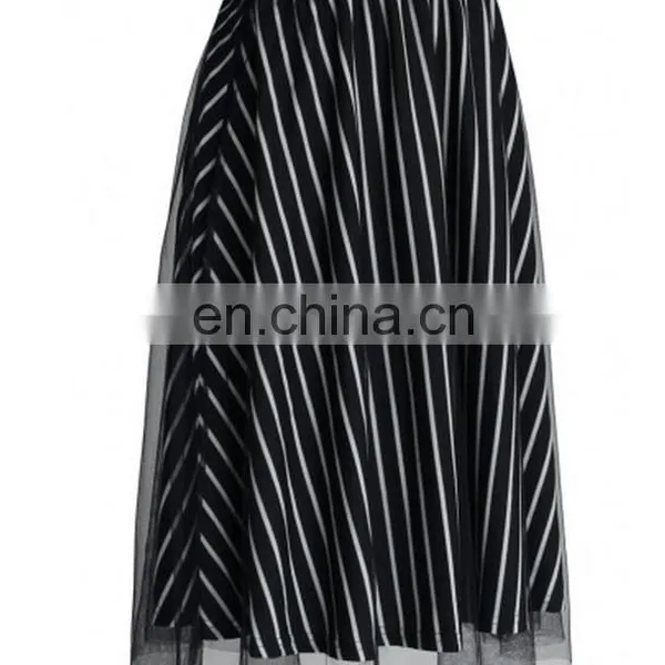 Monochromic Stripes Mesh Midi Skirt photo-2