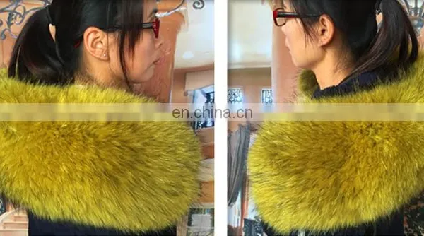 Factory Wholesle 100% Real Raccoon Fur Collar photo-4