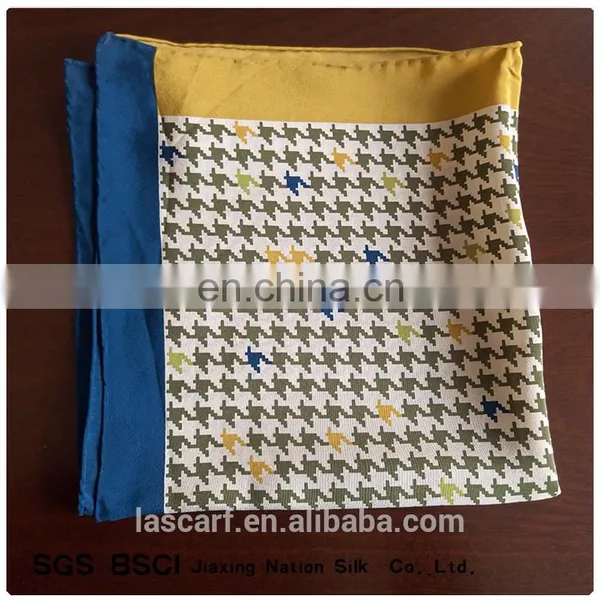 Digital Print Plover Grid Pattern Crepe de Chine Silk Fabric Scarf photo-3