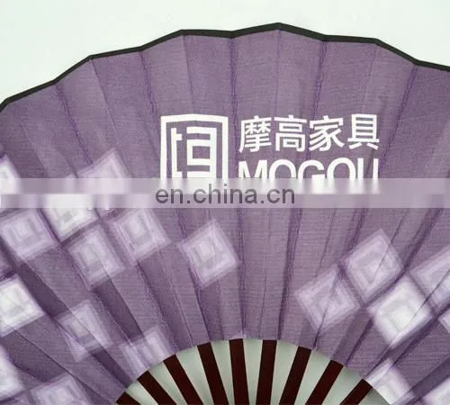 High Quality 26cmL Fabric Bamboo Folding Fan photo-4