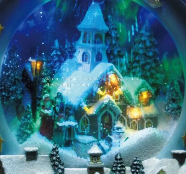 LED Snowing Church Scene Led Light Family Play Snowman Polyresin Christmas House Decoration photo-4