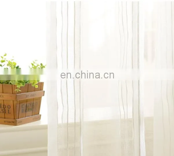 280cm Wrap Stitch Pattering Flax Window Curtain, White and Polyester.Customizable. photo-3
