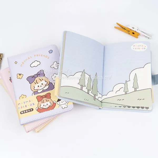 Korean Version of Cute Ins Style Cartoon PU Leather A5 Magnetic Buckle Notebook Color Inside Hardcover Manual Notebook photo-2