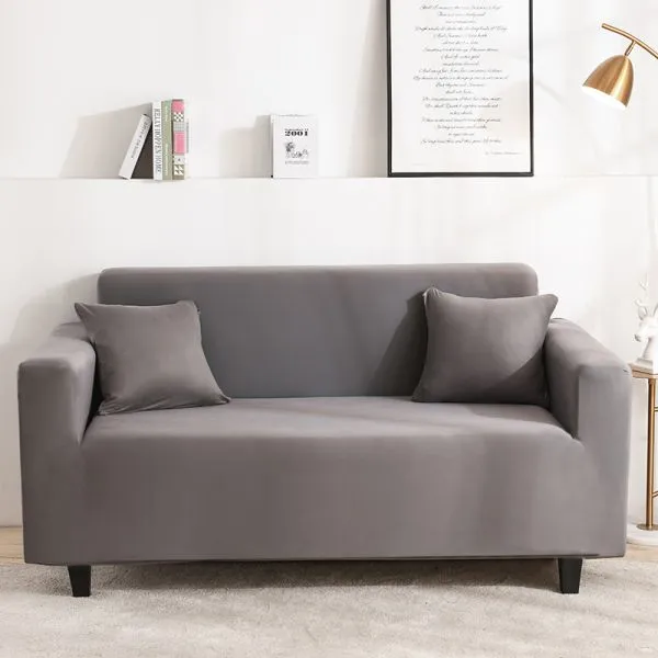 Black Brushed Elastic Stretch Sofa Cover Couch Cover Sofa Slipcovers photo-5