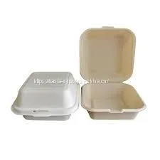 Burger Sugarcane Container 450ml Biodegradable Burger Box Sugarcane Clamshell Box