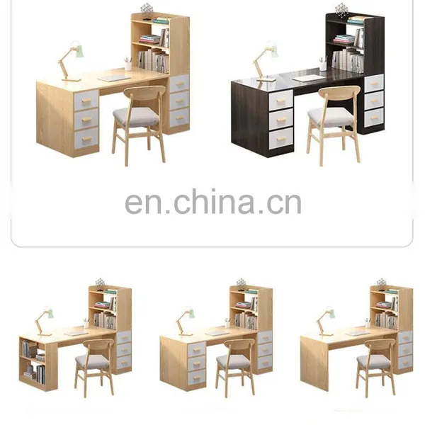 Student Study Workstation Desk Furniture Space Saving Storage Shelves Modern Cheap Home Office Desk for Computer photo-4