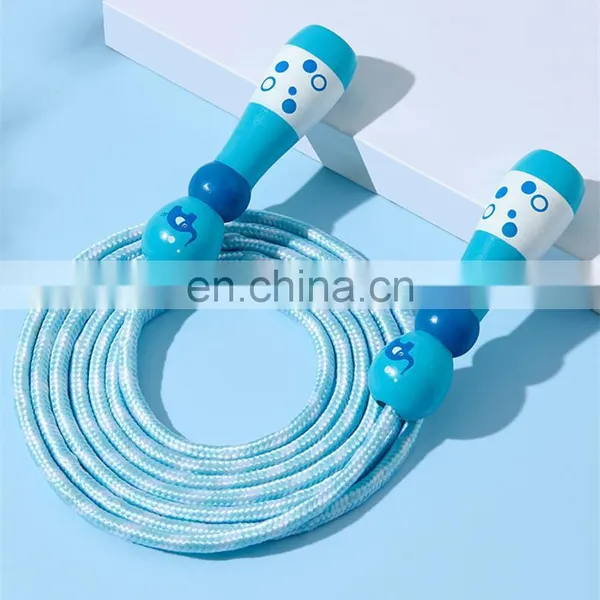 Kids Skipping Rope Cable for Children Workout Equipments Aerobic Exercise Woodend Hand Shank Jumping Rope photo-4