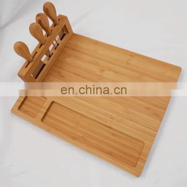 Eco-Friendly Kitchen Bamboo Charcuterie Board Set With 4 Knife Set photo-3