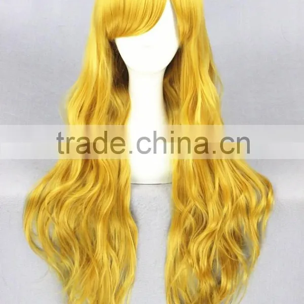 High Quality 80cm Long Curly Blonde Synthetic Anime Cosplay Lolita Wig photo-2