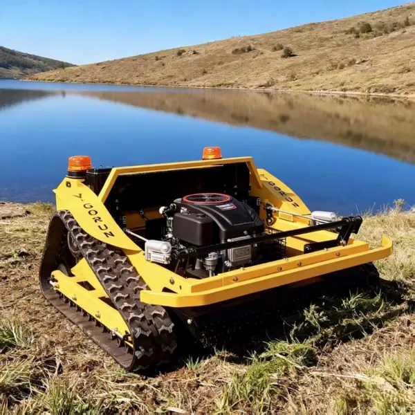 Industrial Agriculture Gasoline Cordless Steel Chassis Gas-Electric Hybrid Remote Operated Slope Mower 200 Meters Long Distance