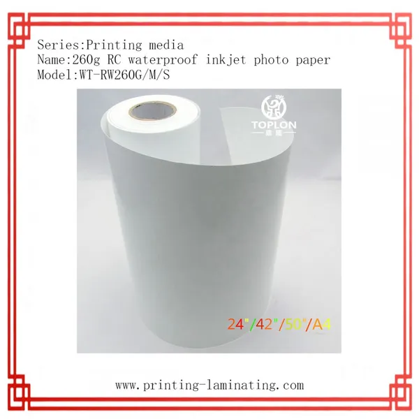 RC paper/RW260G: Glossy/Matte 260gsm High glossy paper Inkjet photo paper Digital paper for wedding album wedding frame wall frame