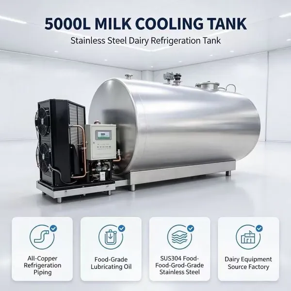 5000L Stainless Steel Fresh Milk Cooler Storage Tank Milk Cooling Tank Dairy Processing Machine