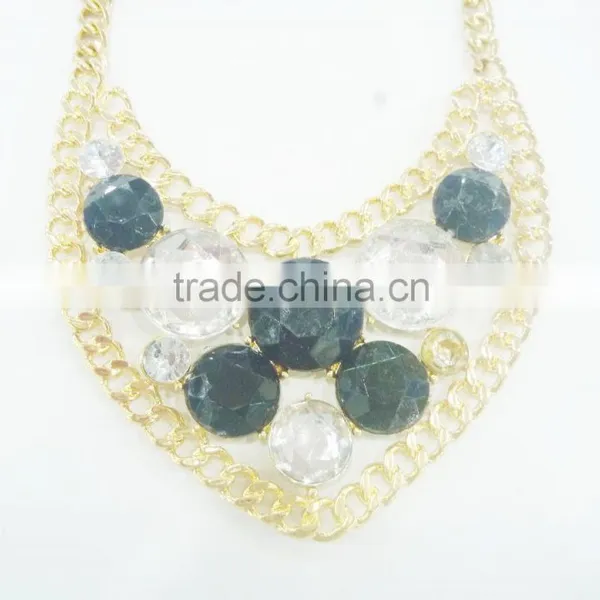 FASHION FILIGREE BIG PENDANT NECKLACE WITH ACRYLIC STONES photo-2