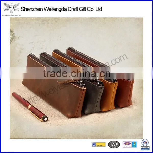 Handmade Retro Leather Stationery Bag Pencil Case With Zipper