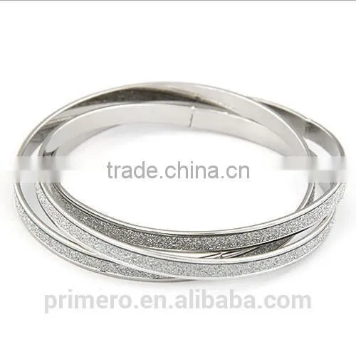Fashion Discount Three Circle Matte Silver Gold Bracelets Wrapped Bangles photo-2