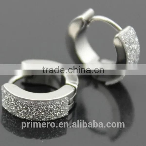 Stainless Steel Huggies Hoop Earrings With Charm Elegant Matte Wholesale Black Silver photo-6
