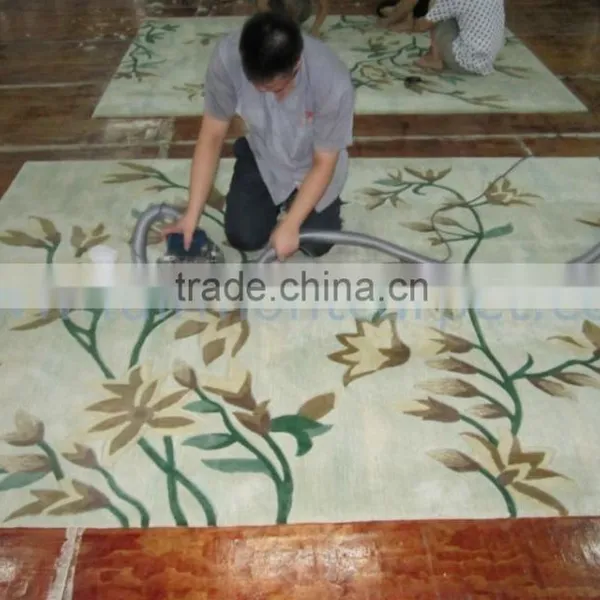 Flower Pattern Design Washable Hand Wool Rugs photo-3