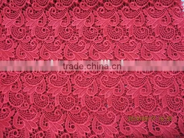 2015 Latest Red African Lace Fabric for Wedding Dress photo-3