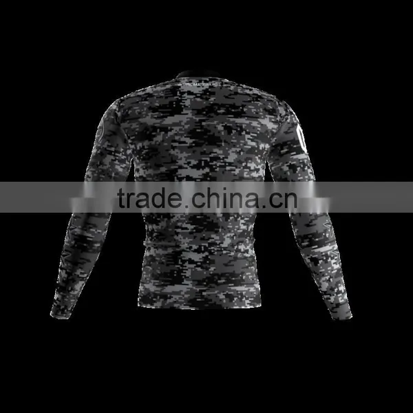 Polyester Spandex Long Sleeves Drunk Tank Black Compression Shirt/Rash Guard With Club Logo Player Name and Numbers at Sleeves photo-2