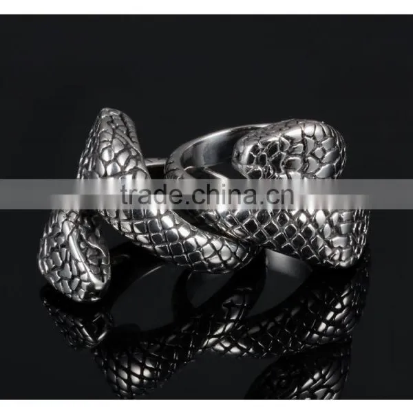 Christmas Men Gift Stainless Steel Jewelry Antique Silver Python Fake 18k Snake Ring photo-5