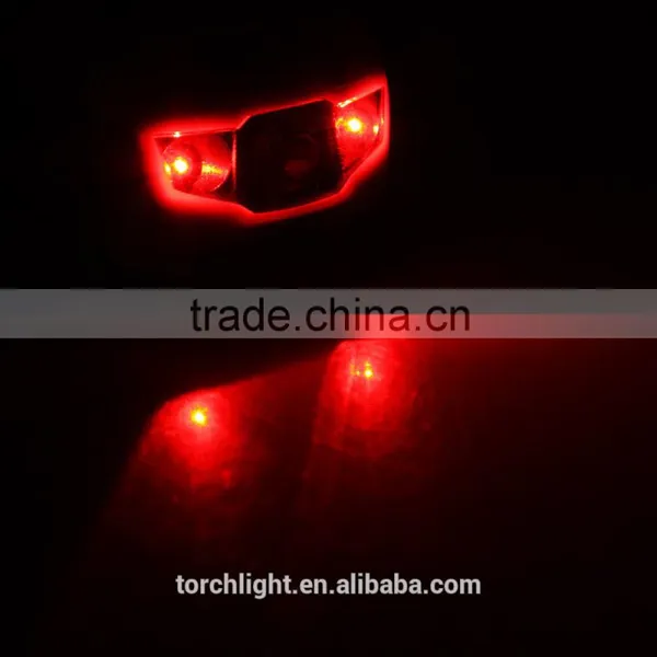 3W Ultra Bright Mini White LED Headlight Headlamp 3 Modes 2LED Red Flashlight for Outdoor photo-5