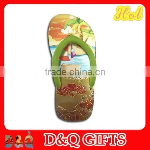 Souvenir Wood Slipper Magnet With Rubber Belt