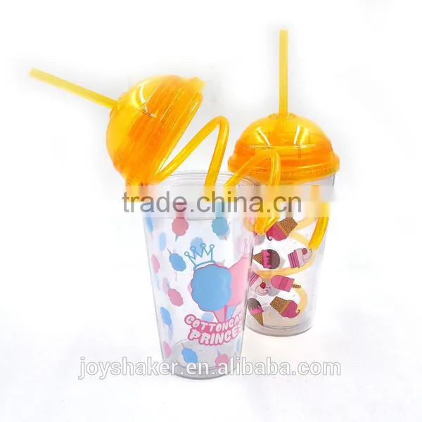 Hot Joyshaker Paper Insert Double Wall Water Cup, Insulated Plastic Cup With Straw photo-5