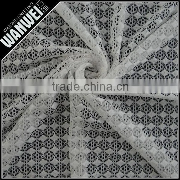 Diamond and Dots Crochet Resilient Hollow Yarn Fabric Print Customed Color Nylon Spandex Lace Fabric for Dress and Skirts 5021 photo-5