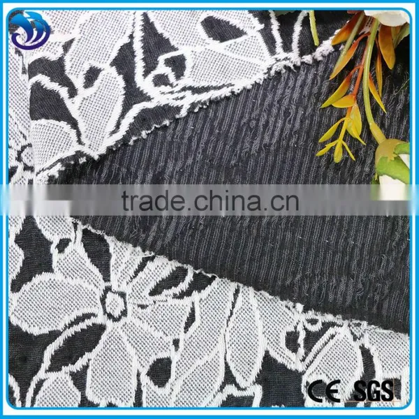 New Product Knit Jacquard Soild Dyed Soft Cotton Polyester Spandex Fabric Flower Design photo-3