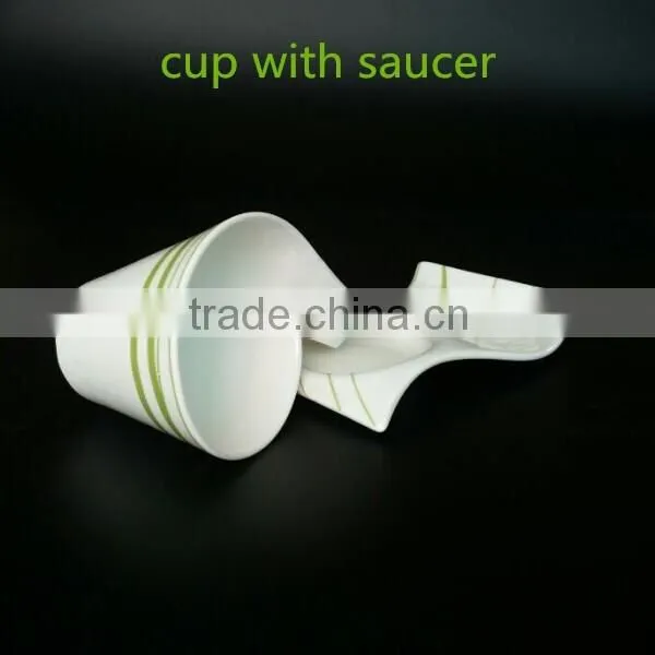 Wave Shape 220ml Bone China Tea Cup and Saucer With Green Color Quality Choice photo-2