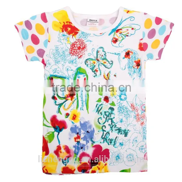 (K3750) 2 Colors Girls t Shirts Nova Kids Wear Stock Available Children Clothes on Promotion Kids Tshirts photo-2