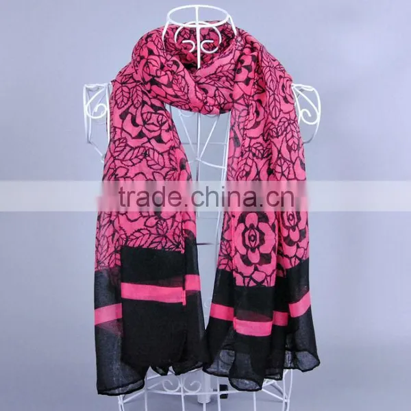 Fashion Flower Pattern Scarf Women Voile Scarves 180*90 Pashmina Shawls Muslim photo-3