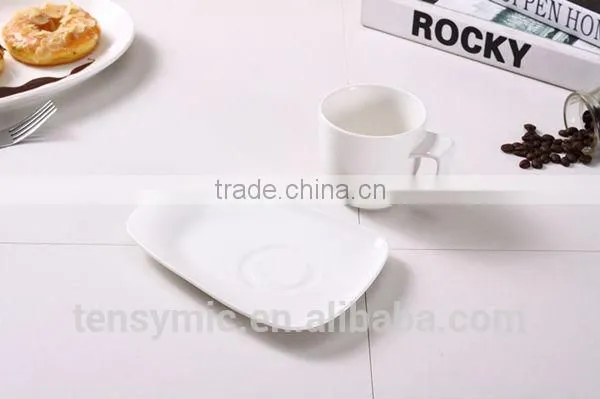 T00217 Big Handle White Porcelain Tea Cup With Saucer photo-5