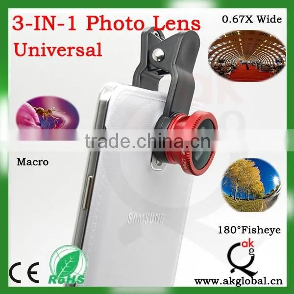 New Mobile Phone Eyes Clip Fish Eye Lens Cellphone 3 in 1 Universal Clip Lenses photo-4